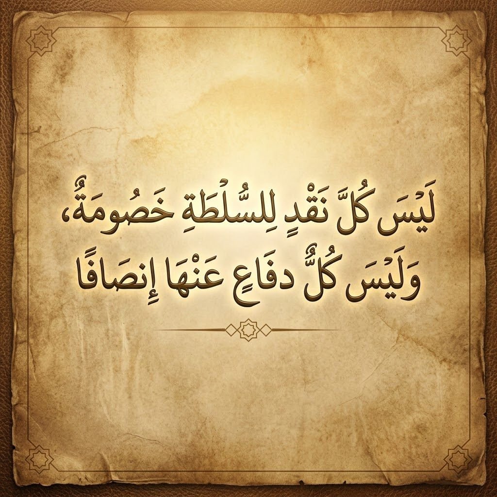 ليس كل نقد للسلطة خصومة، وليس كل دفاع عنها إنصافًا